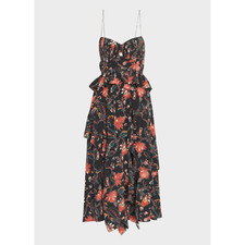 Ulla Johnson Women's Renata Sleeveless Ruffled Midi Dress, Obsidian