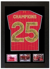 Liverpool FC 2025 Winner Team Signed Shirt - A3 SIGNED FRAMED COLLECTORS PICTURE