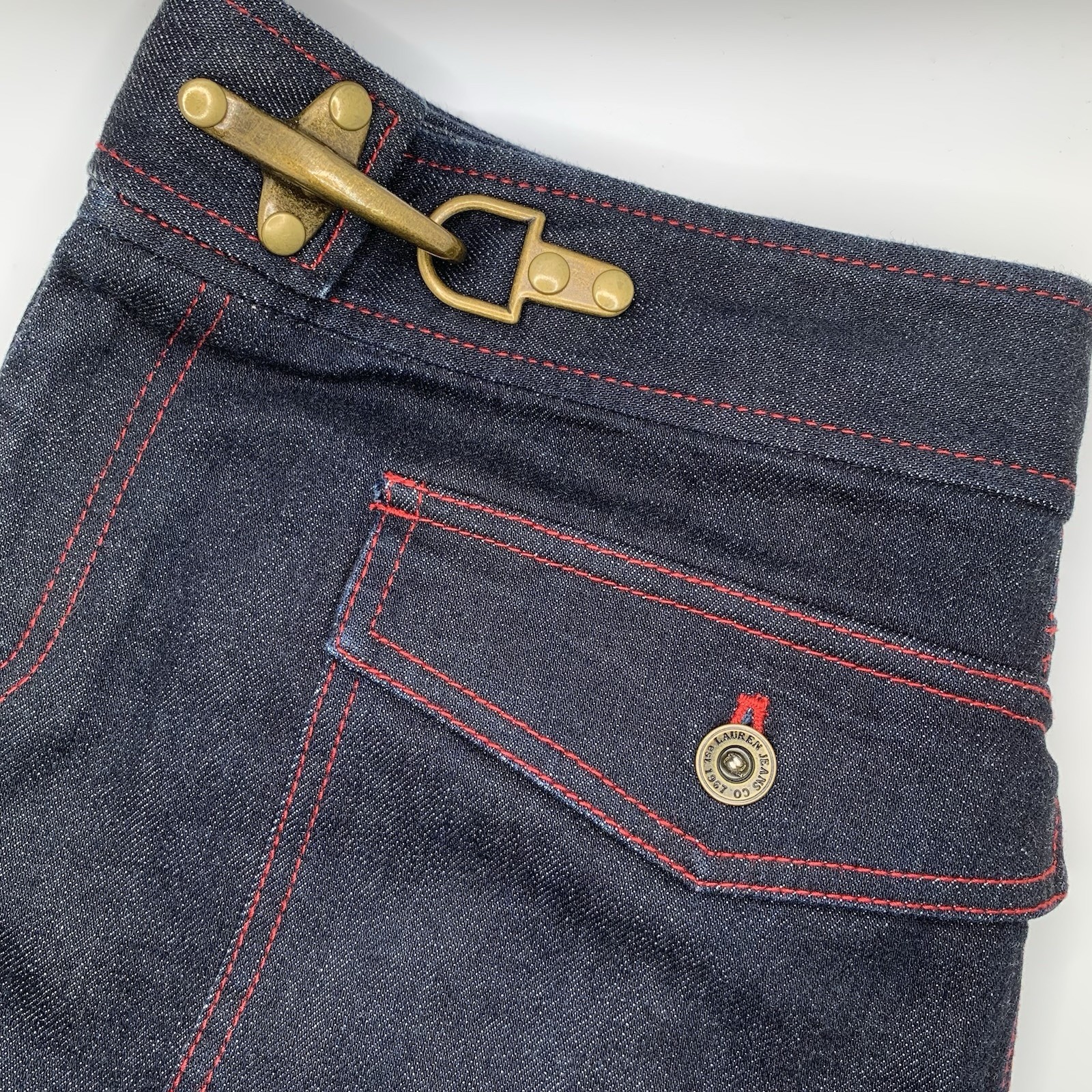 Ralph Lauren Jeans Co Womens Sz 8 Premium Dark Wash Denim Mini Skirt Pockets Y2K