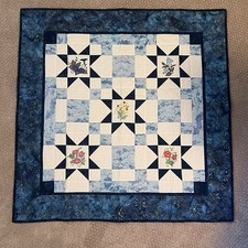 Handmade Floral Patchwork Quilt Wall Hanging 36  x 36    Machine Pieced Quilted