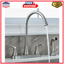 3 Hole or 4 Hole Two Handle Kitchen Faucet with Side Sprayer, Commercial Lead-Fr