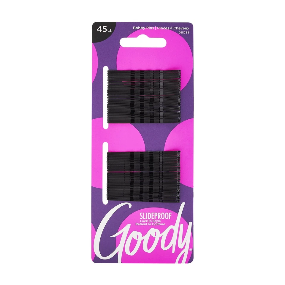 (Paquete de 6) Alfileres pequeños Goody, alfileres para el cabello, sujeción segura para todas las edades, negro, 45 quilates Foto 2 de 4