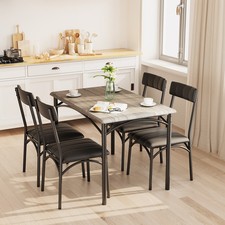 5 Pieces Rectangle Dining Table and Chairs Set Wooden Home Kitchen Furniture UK
