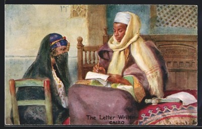 Cairo, The Letter Writer, arabische Volkstypen, Ansichtskarte 