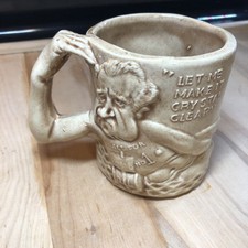VTG 70s President Nixon Novelty Coffee Mug Resignation Pottery  Watergate 4”