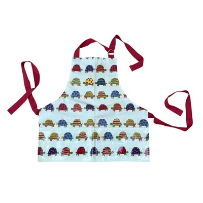 Kinder Schürze Wasserdicht Unisex Verstellbarer Nackenriemen Schildkröten Taschen Baumwolle mit PVC - Bild 1 von 4