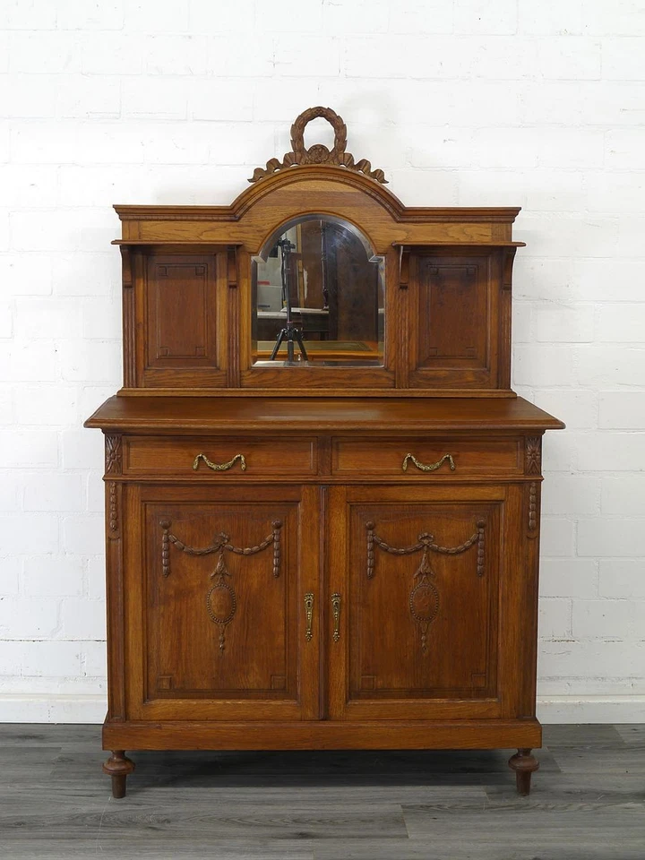 Anrichte mit Spiegelaufsatz Antik um 1920 Eiche Frisierkommode B: 120 cm -11923- - Bild 2 von 4