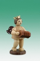 Holzengel Weihnachtsengel Engel Mit Konzertina Mit Krone / Natur HöHe 6,5 Cm NEU