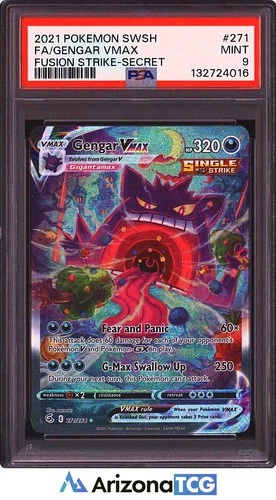 Pokemon 2021 Gengar VMAX 271/264 Alt Art Secret Rare Fusion Strike PSA 9