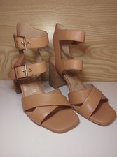 Mint Velvet Tan Leather Block Heel Sandals - Size 3Uk - EU36