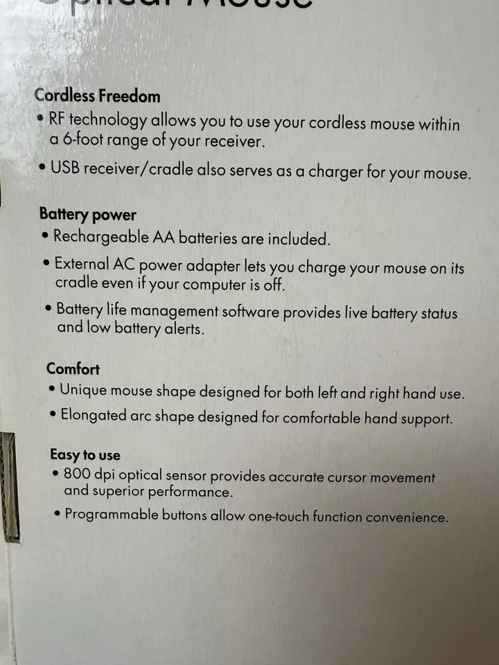 New! 2005 HP Wireless Optical Ergo Mouse with USB receiver PP034AA#ABA - Image 4 of 4