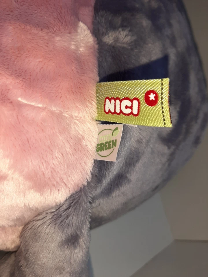 Wie neu: superweiches Nilpferd Nici green grau rosa Plüsch Etikett ca. 50 cm TOP - Bild 4 von 4