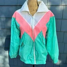 Vintage Gitano outerwear small mint coral white jacket lined oversized