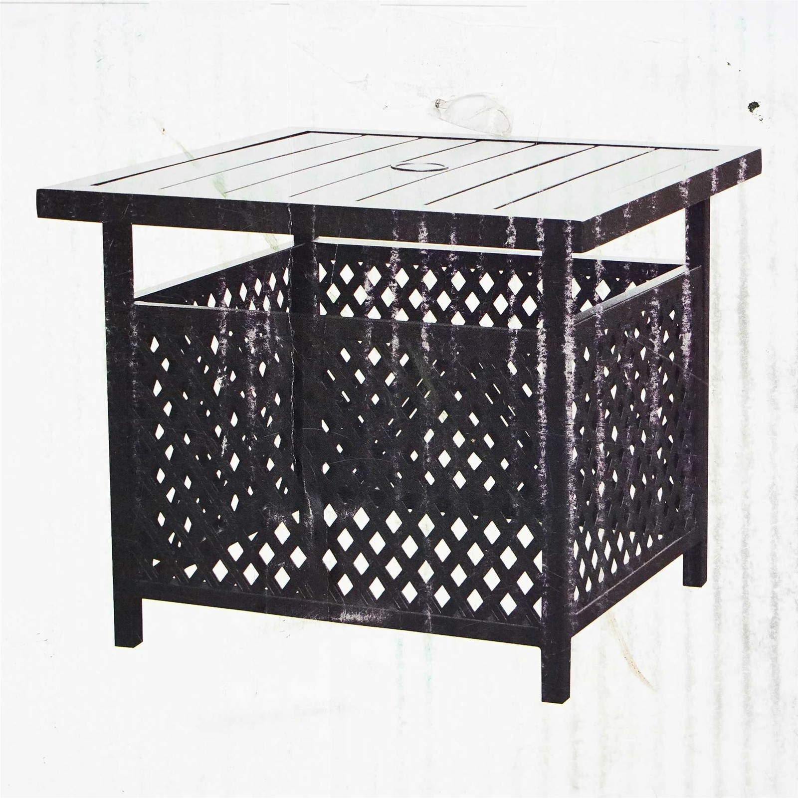 Patio Side Table With Umbrella Base 20 Square Steel Slot For Sale Online Ebay