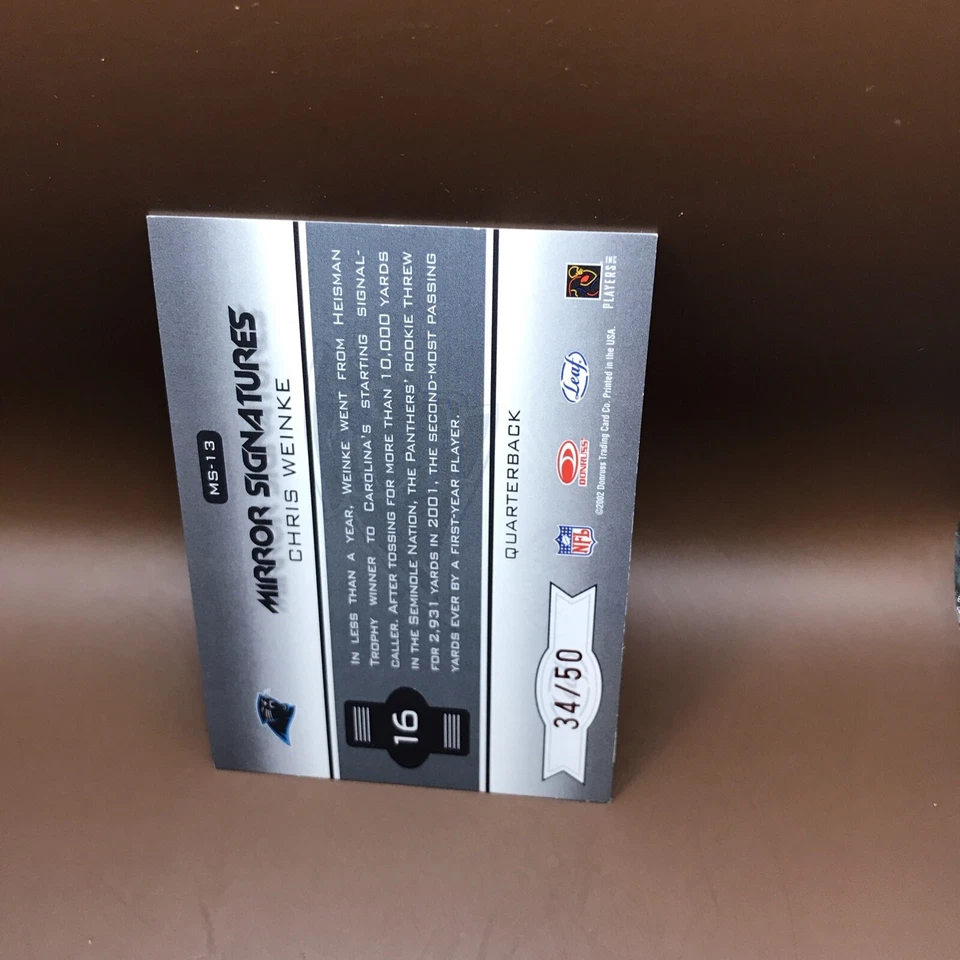 2002 Leaf Certified Chris Weinke Mirror Signatures Red Auto #34/50 Panthers - Image 2 of 2