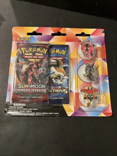 Pokemon XY Evolutions Crimson Invasion Tapu pin Blister two booster packs