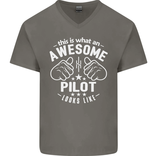 This Is What an Awesome Pilot Looks Like Mens V-Neck Cotton T-Shirt - Picture 13 of 37