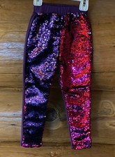 Girls/Toddler Hot Pink  Purple Flip Sequin Slim Fit Leggings size 4 NEW