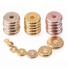 Flat Gold/Silver/Rose Gold Round 4/5/6/7/8/10/12/14mm Brass Metal Loose Beads