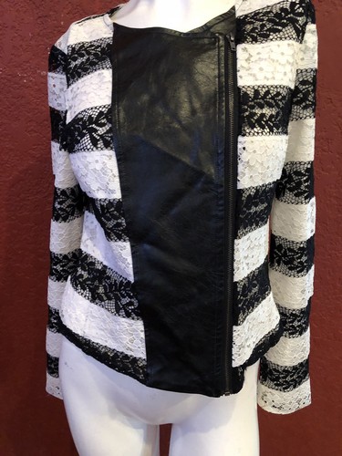 APPARELINE MODCLOTH COMBO FAUX LEATHER/LACE LONG SLEEVE - Picture 4 of 8