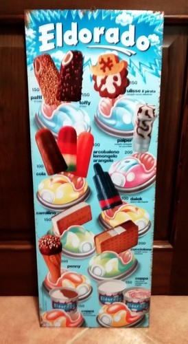 gelati Eldorado tabella Ulisse il Pirata insegna latta prezzi lire epoca gelato