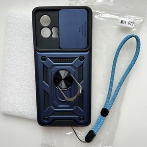 Motorola G72 Kamera Schutz Hülle Ring Smartphone Ständer Blau Schwarz Halter Cas