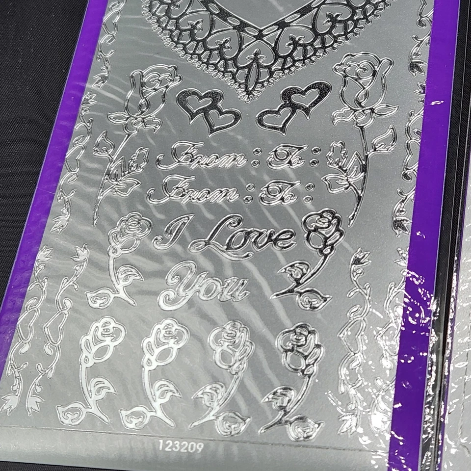 Pegatina Rey - Pegatinas Despelables - Plata Lote 3 Nuevas - Flores Corazones - 4 x 9,5" Foto 4 de 4