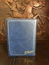 A4 BLUE Waterproof MENU HOLDER/FOLDER Elegant Cafe Restaurant Table Decor Gold