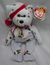 TY Beanie Baby 1998 HOLIDAY TEDDY BEAR W/ HOLLY & BELL 9" Stuffed ANIMAL Toy NEW