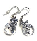 NWT Or Paz Sterling Silver 925 Leaf Clear Quartz Dangle Earrings Made Israel PZ — photo 1
