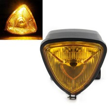 12V Triangle Motorcycle Headlight Lamp for Harley Chopper Bobber Custom Yellow
