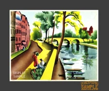 City River Bridge 1946 Bernard Picture Co * Art Print * Paris Holland London