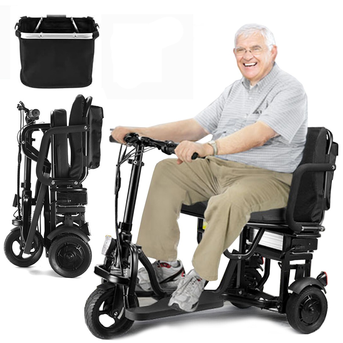 Schwarzer Faltbarer Elektromobile , 3 Sekunden Faltbar, 8AH Abnehmbare Batterie