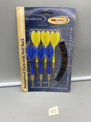 Halex Brass Tip Throwing Game Darts Recreational Darts With Wall Rack New
