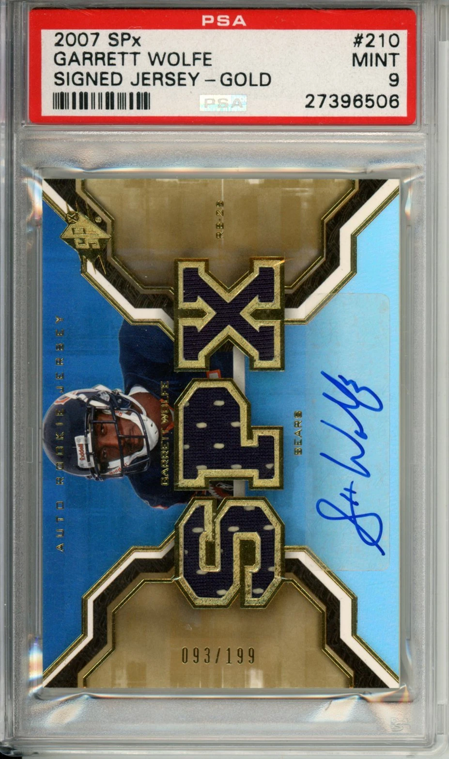 Garrett Wolfe Spx #210 Signed Jersey-Gold