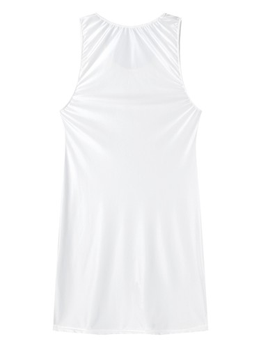 Women Glossy Smooth Bodycon Dress Sleeveless U Neck Tank Dresses Party AU - Picture 23 of 105