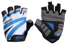 Cycling Bike Bicycle Gel Padded Half Finger Fingerless Gloves Mens Blue
