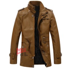 Handmade Men's Brown Genuine Cowhide Leather Jacket, Fashion Stylish Long Jacket
