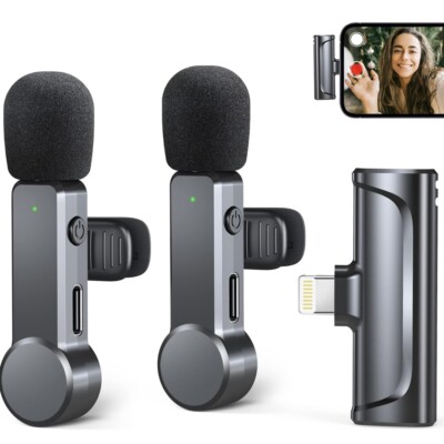 Lavalier Mikrofon Wireless für iPhone, Plug & Play, 2er-Pack Mini