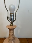 Vintage Mid-Century Glazed Ceramic Pink With Gold Lamp — photo 4