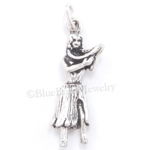 Hawaii HULA DANCER Charm HAWAIIAN LEI Pendant Charm 925 Sterling Silver - Foto 6