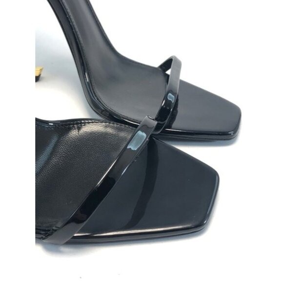 Sandali Opio in pelle verniciata Saint Laurent nero e oro Eu:41 Us:11