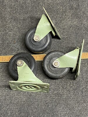 3 Vintage Noelting Faultless Ball Bearing Swivel  Industrial Casters 2  Wheel