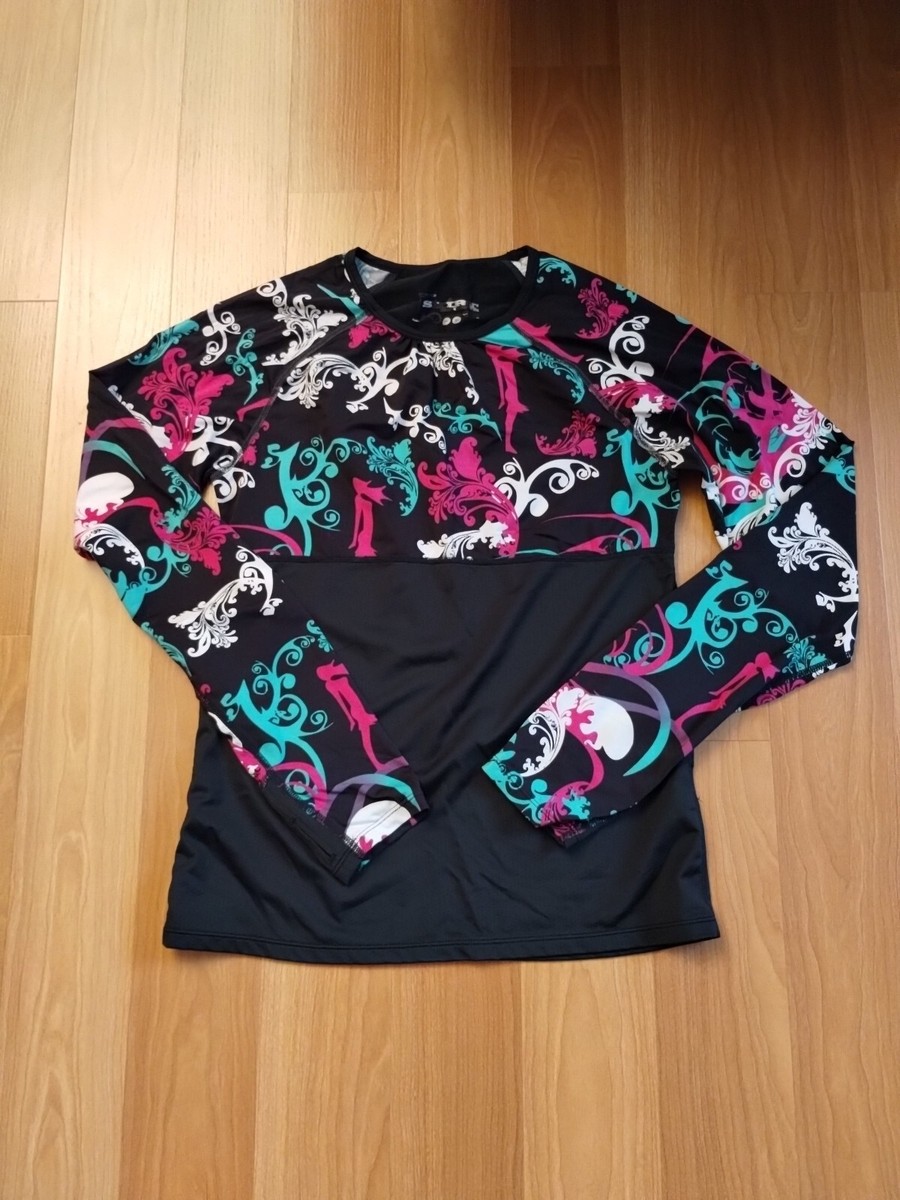 Skirt sports running athletic Top Small Long Sleeve Black And Pink