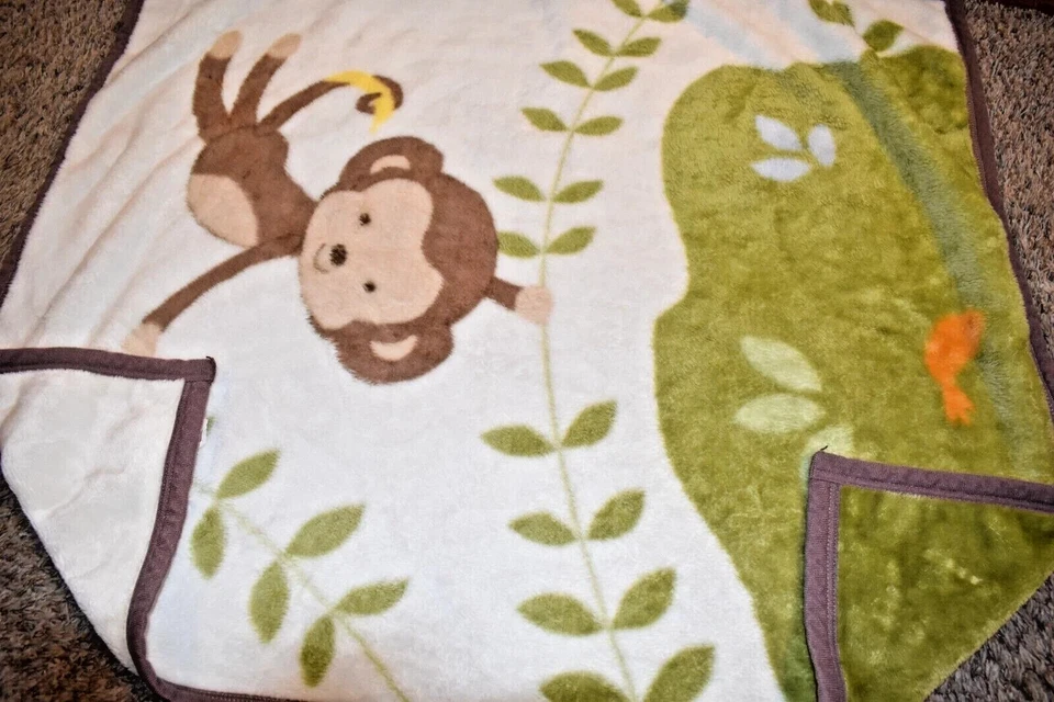 G4 LN Vintage COCALO Safari Jungle Mono Peluche Minky Acrílico Cuna Manta Foto 4 de 4