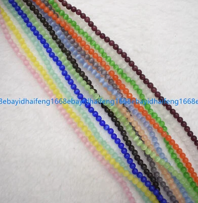 MARKENLOS Natürliche 4mm Mehrfarbig Katzenaugen Opal Rund Edelstein Lose Perlen 38cm