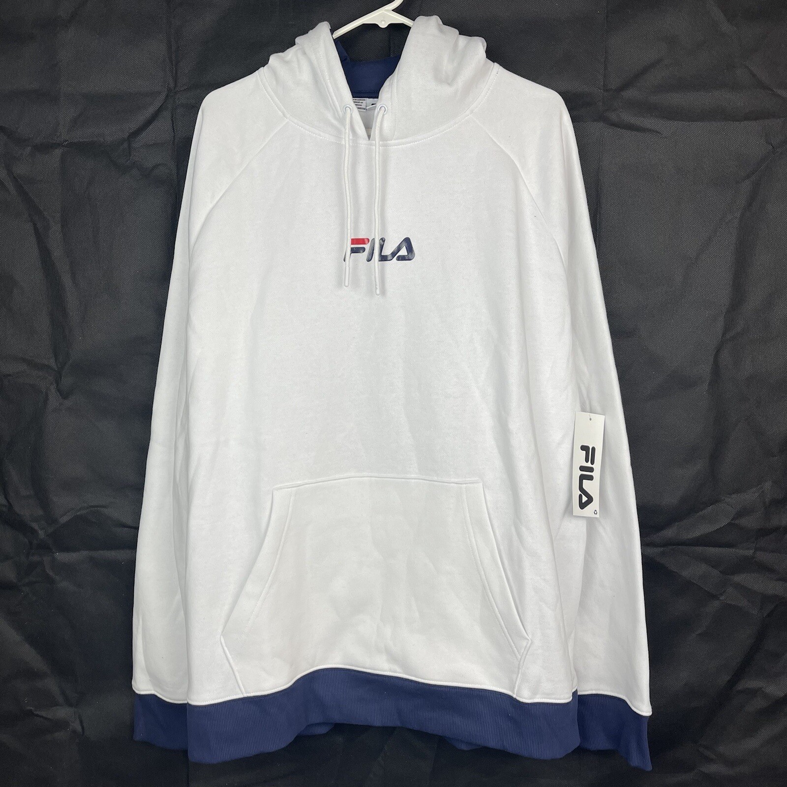 Felpa con cappuccio Fila pullover logo Bonafide blu bianco rosso da uomo taglia XXL
