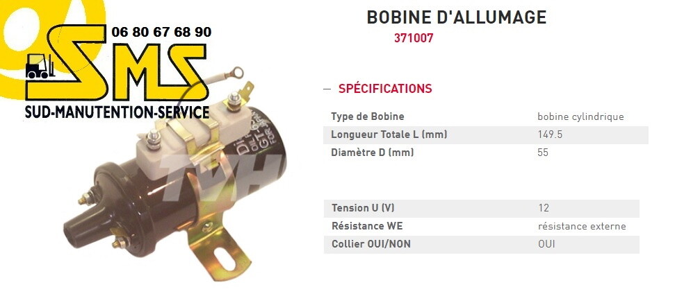 Bobine allumage 12V robuste avec resistance Clark 371007 haute performance