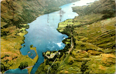 Vintage Postcard Loch Lomond Aerial View Highlands Scotland Scenic Lake