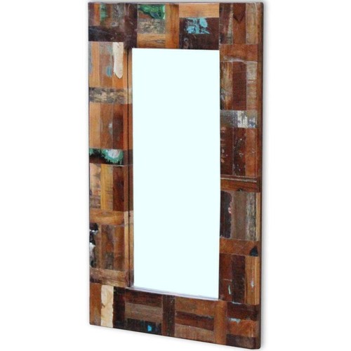Rectangle Handmade Reclaimed Wood Timber Wall Makeup Hall Mirror Home Decor - Picture 4 of 7